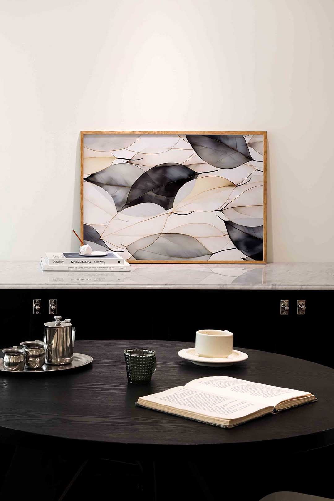 Bladeren in neutrale tinten Poster
