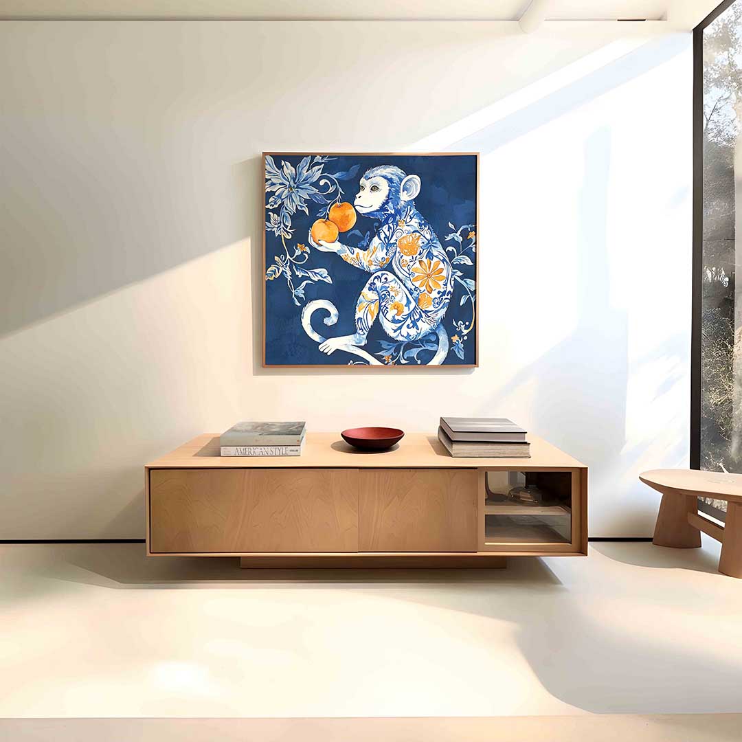 Aap met sinaasappels Poster