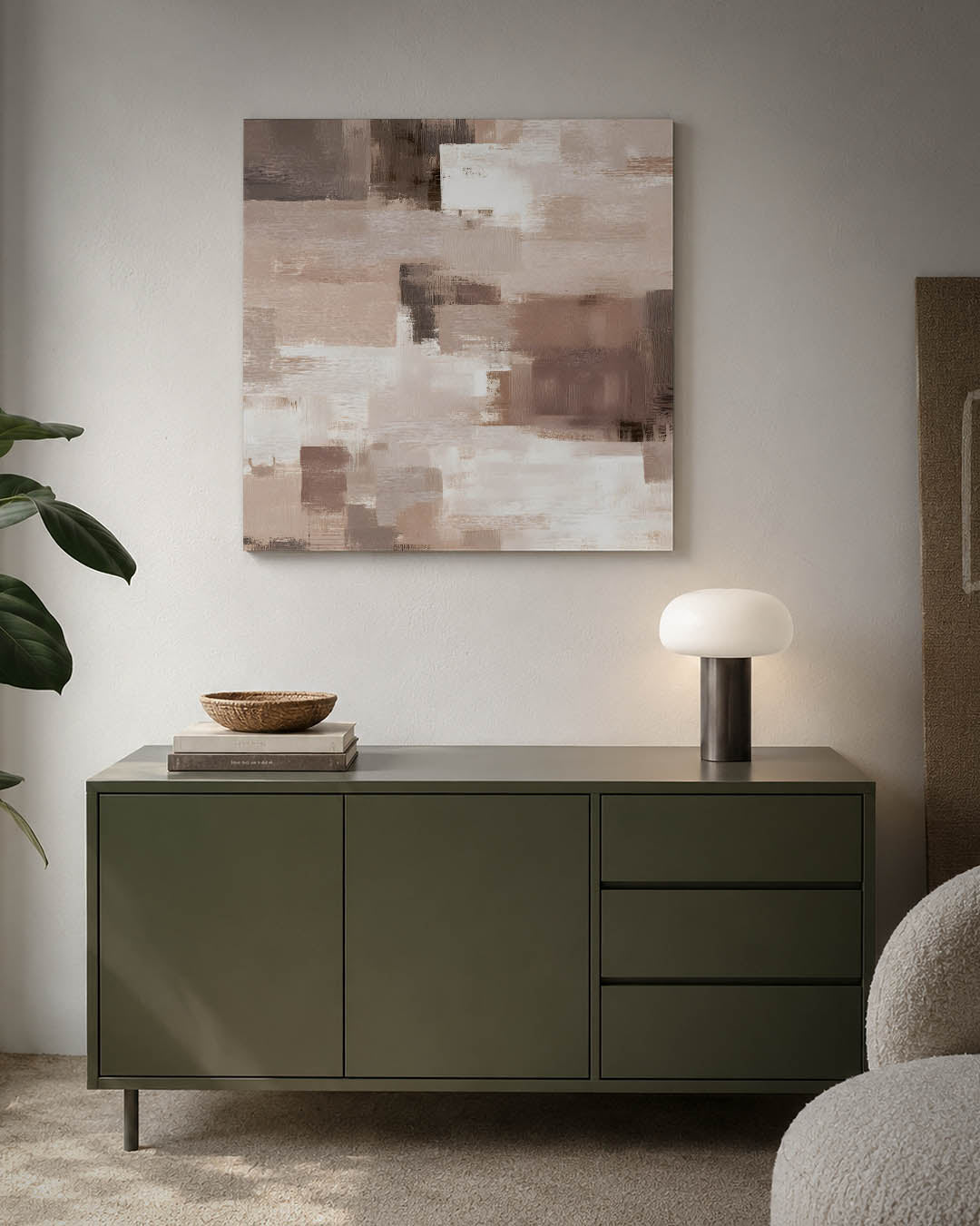 Zachte aardetinten compositie Kunstwerk