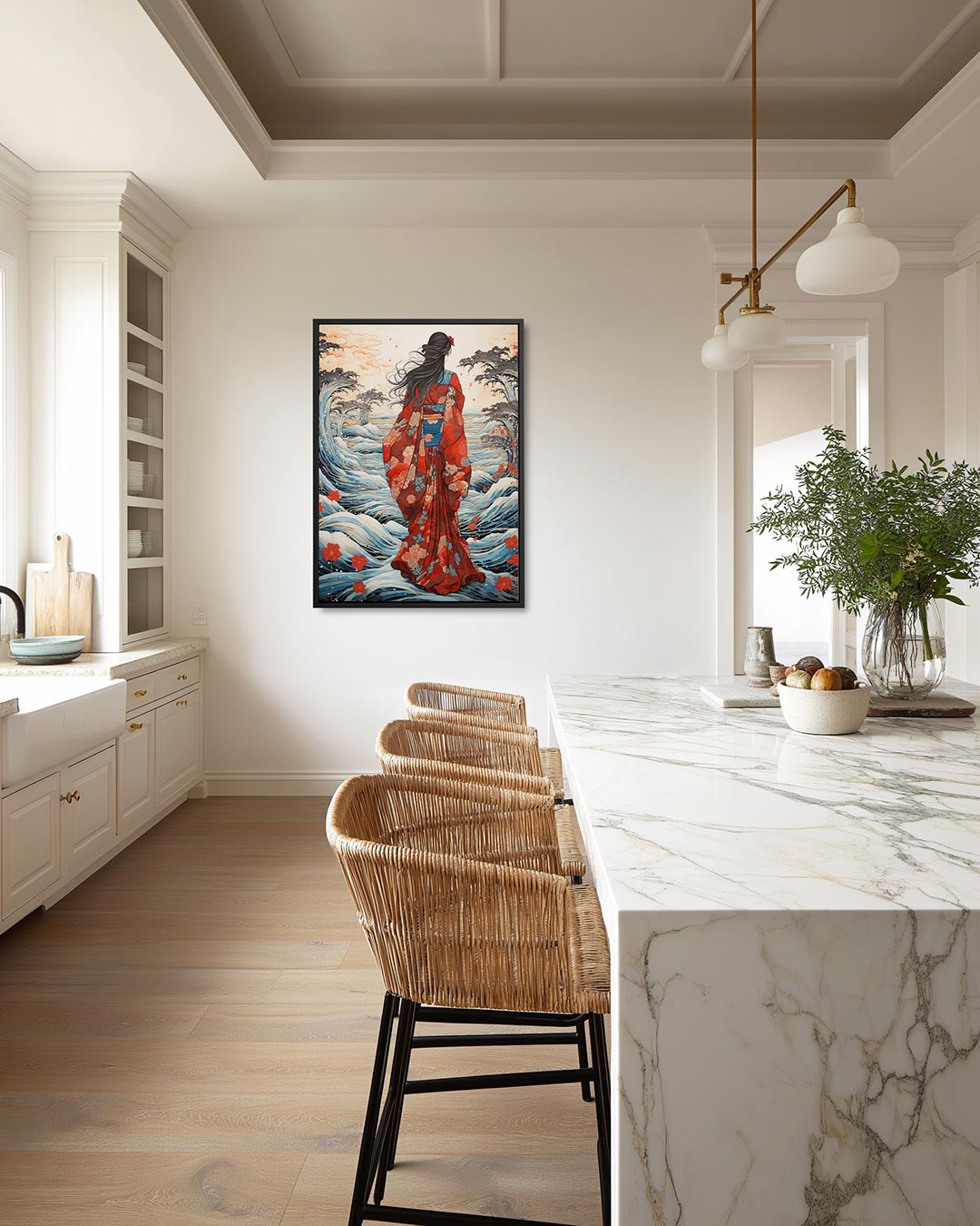 Vrouw in golven Kunstwerk