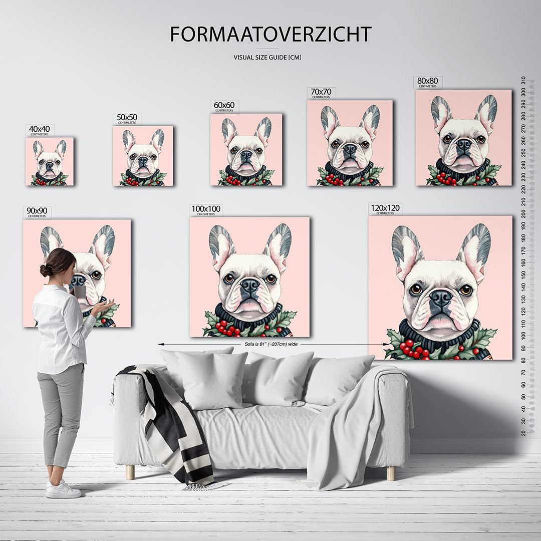 Hond met kerstkrans Kunstwerk