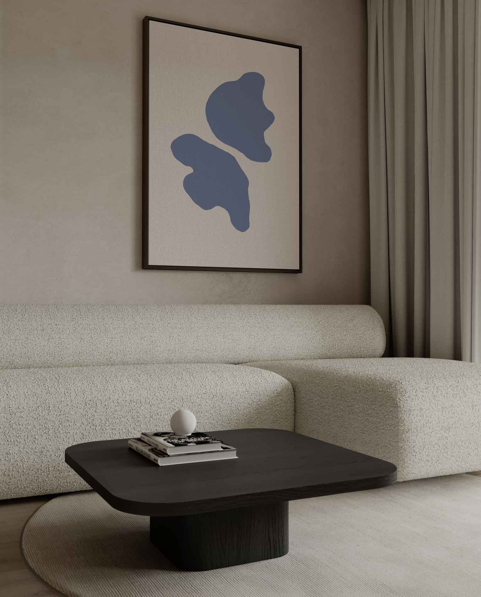 Blauwe Abstracte Vormen Kunstwerk-canvas-dibond-plexiglas-wanddecoratie-WallArtistic