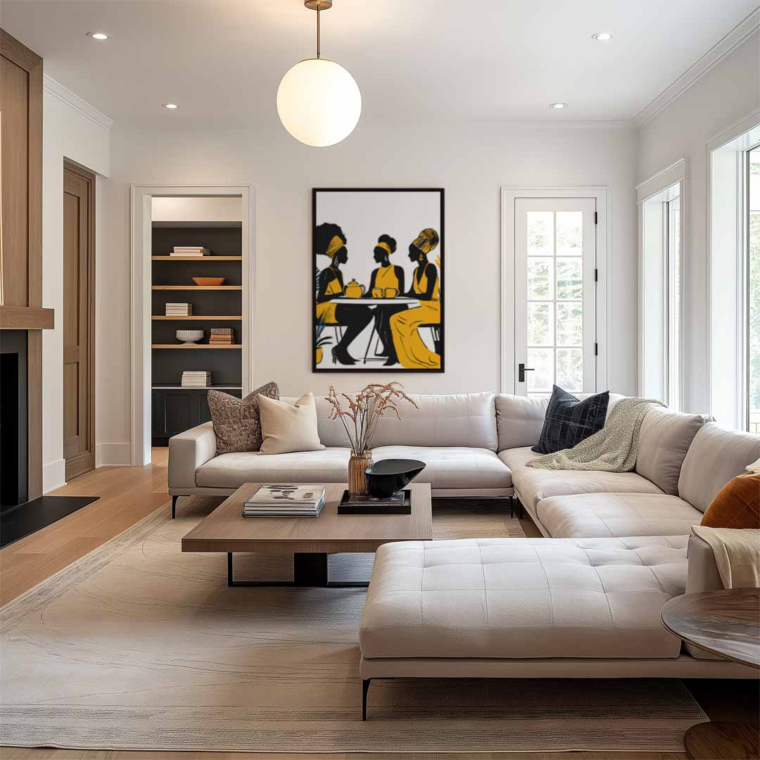 Gezellig Koffieklets Tafereel Kunstwerk-canvas-dibond-plexiglas-wanddecoratie-WallArtistic