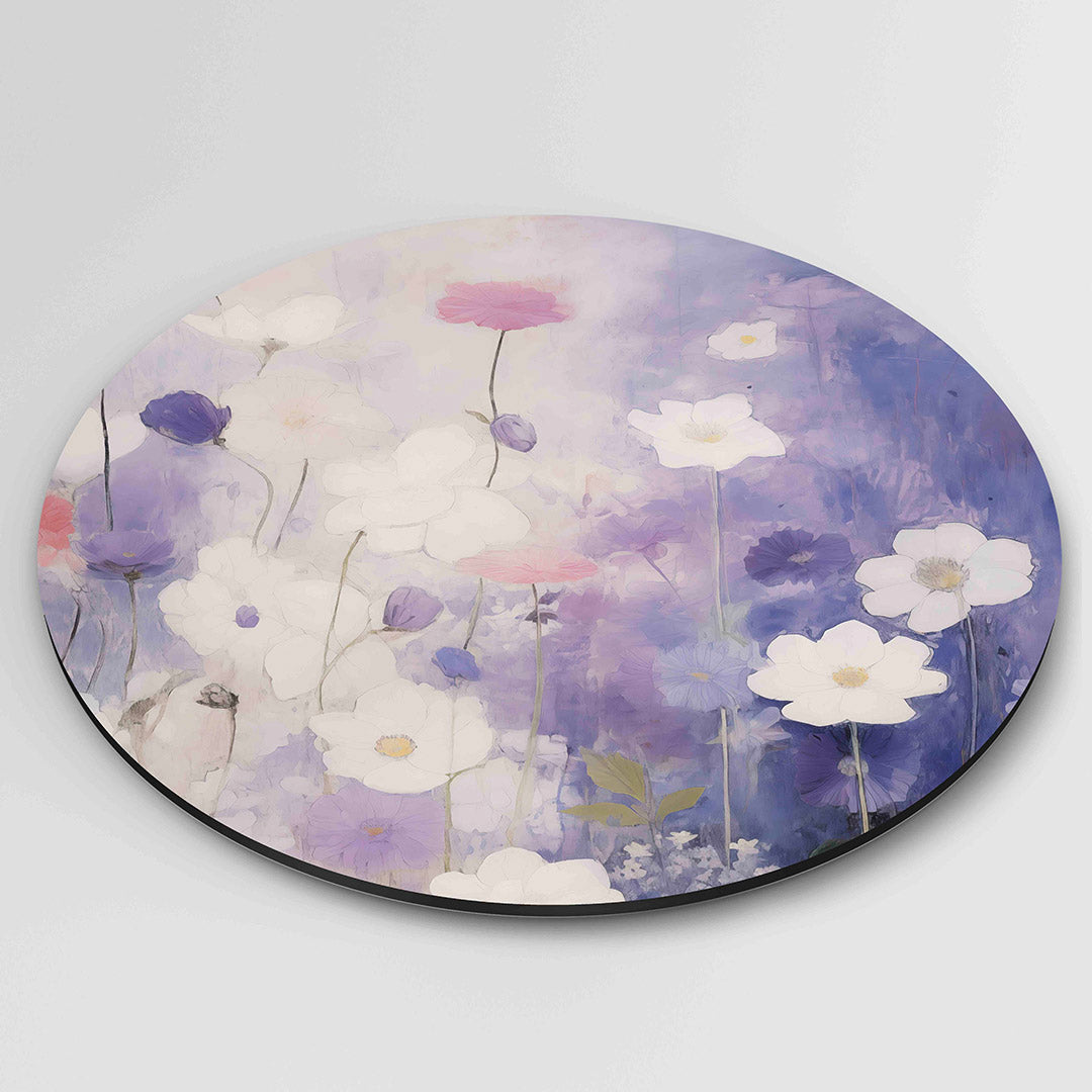 Bloemen in blauw en wit Muurcirkel