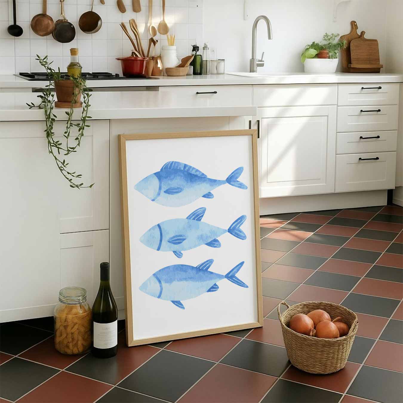 Waterverf Vissen Kunst Poster-WallArtistic
