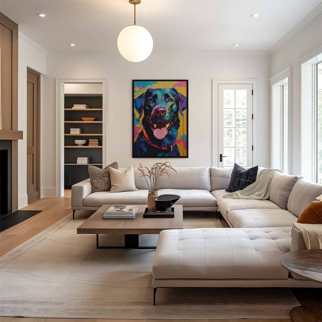 Kleurrijke Hond Portret Kunstwerk-canvas-dibond-plexiglas-wanddecoratie-WallArtistic