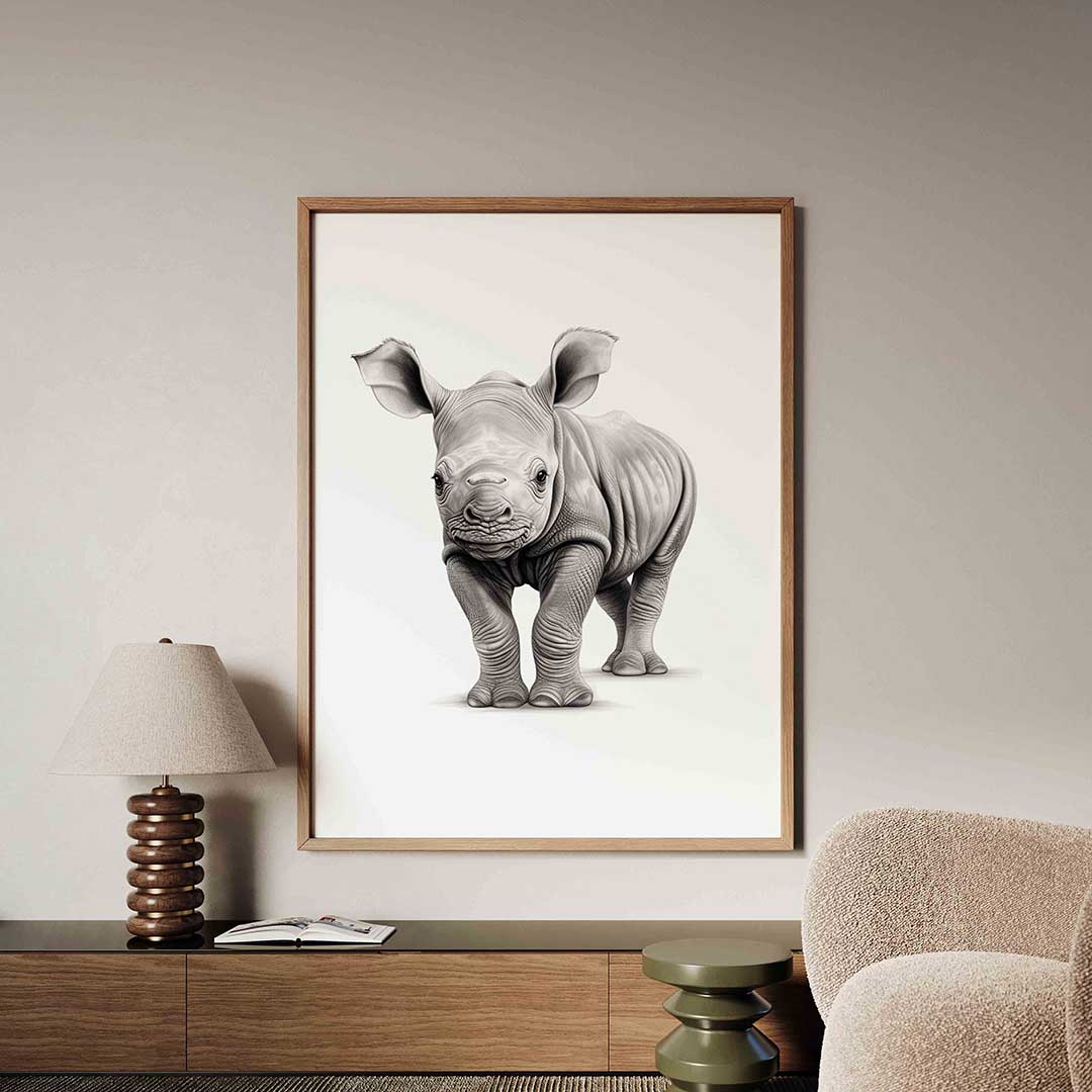 Neushoorn jong Poster