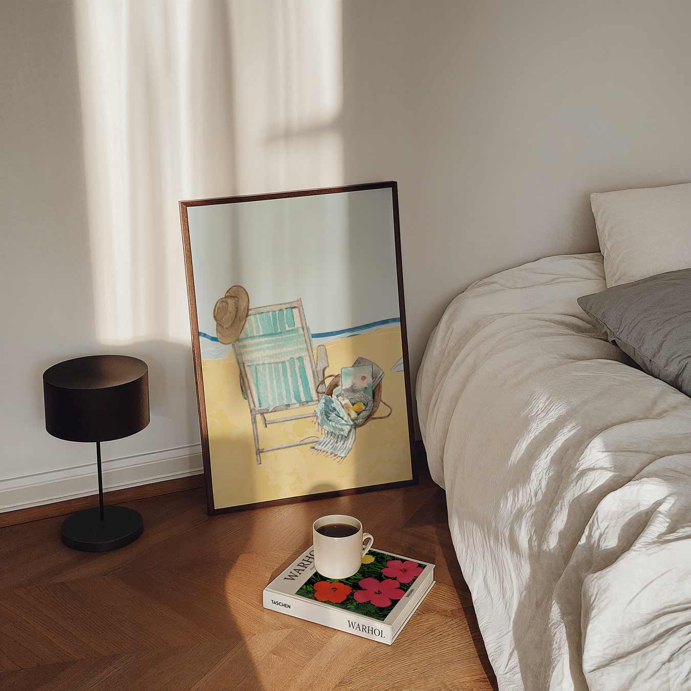 Strandstoel en Hoed Poster-WallArtistic