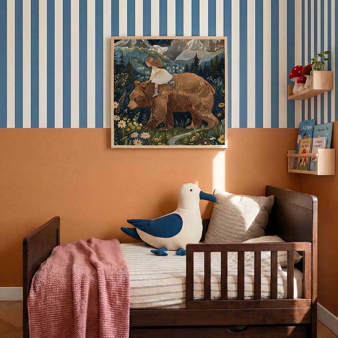 Meisje op beer Poster