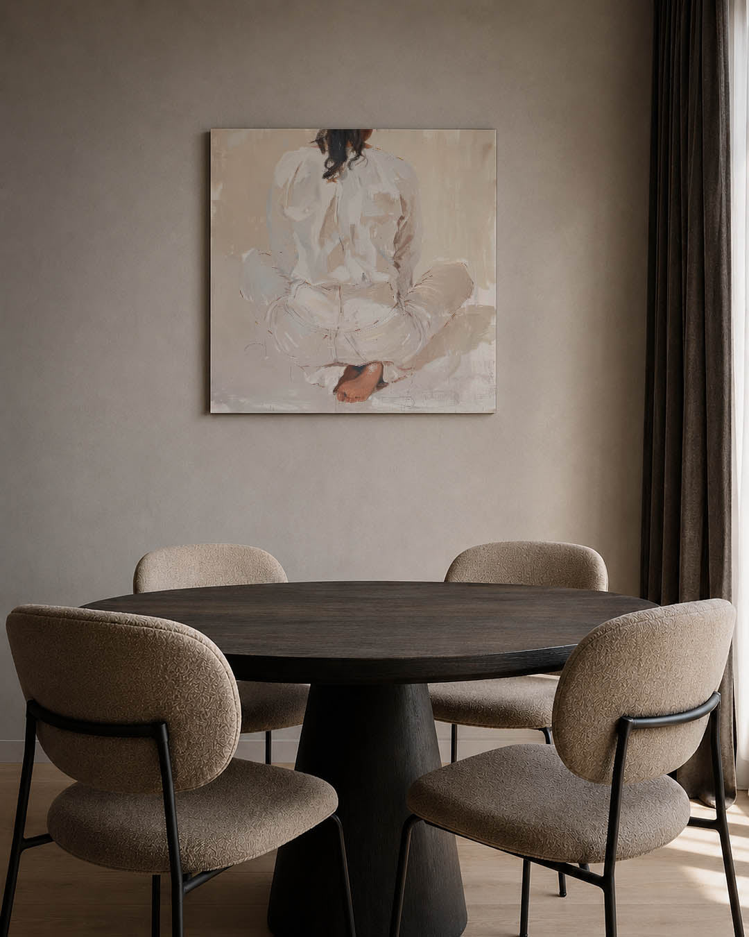 Zittende vrouw rugaanzicht Kunstwerk