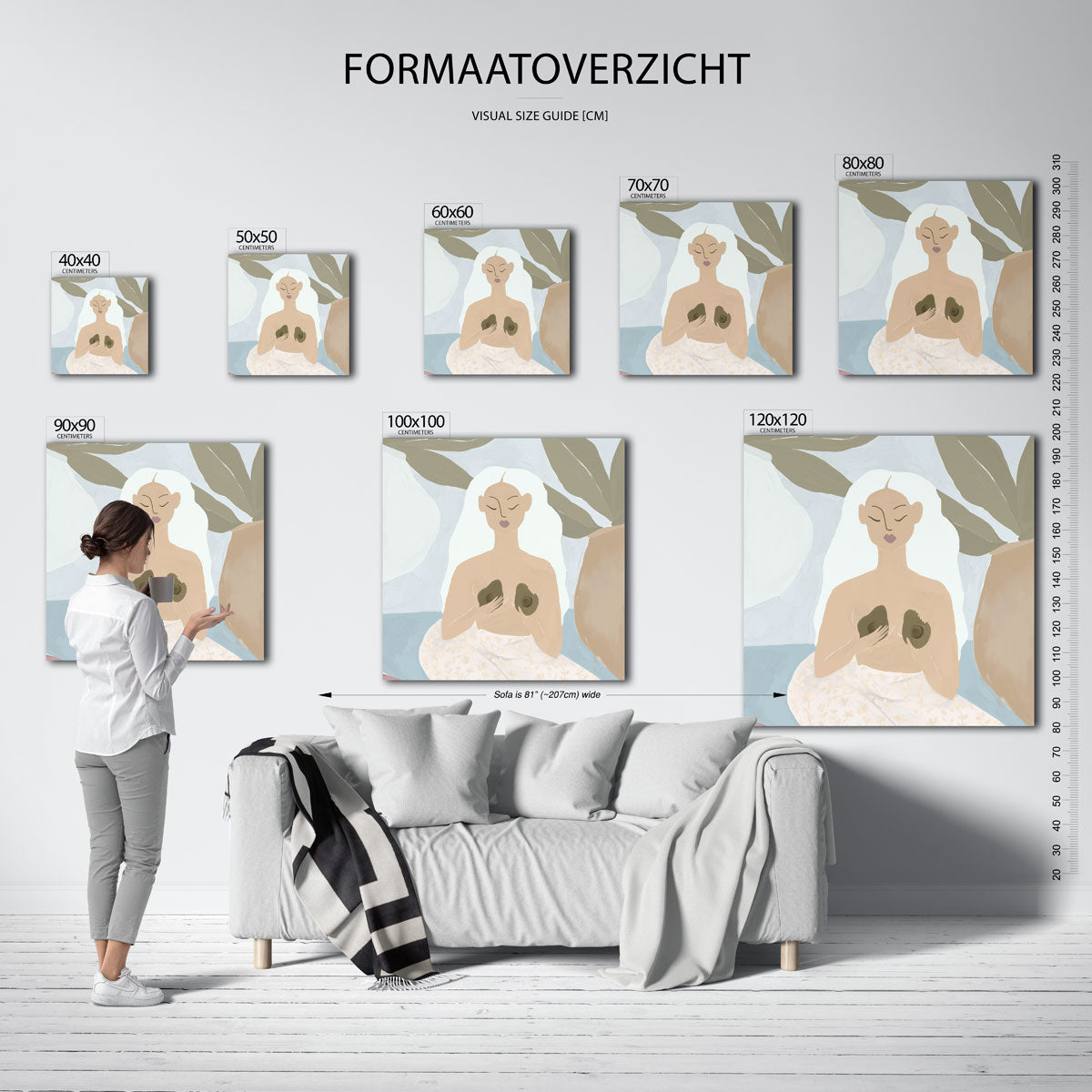 Vrouw met bladeren Poster