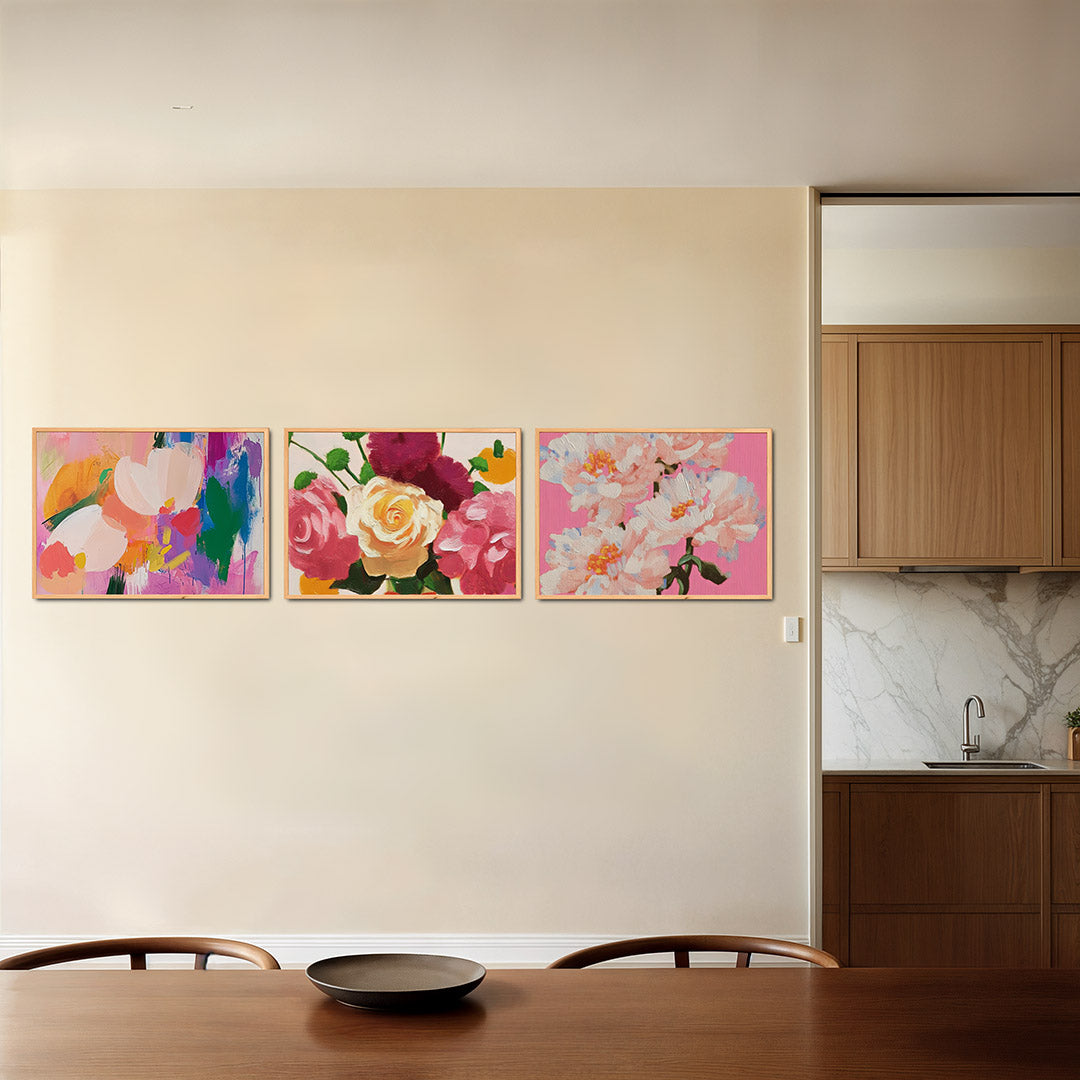 Kleurrijke bloemenvormen Posterset
