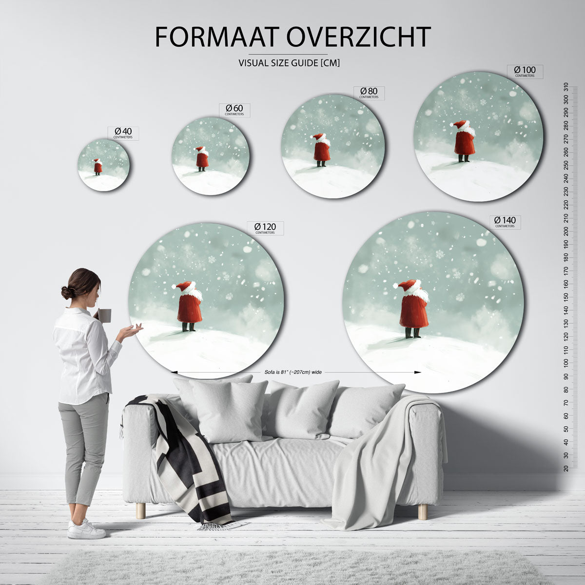 Kerstfiguur in sneeuw Muurcirkel