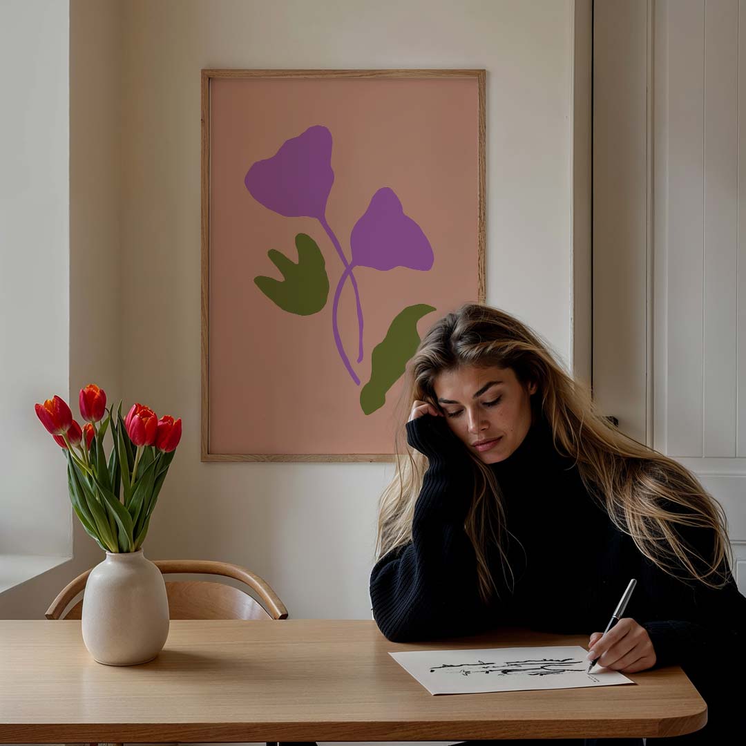 Botanische Kunstposter met Paarse Bloem Poster-WallArtistic