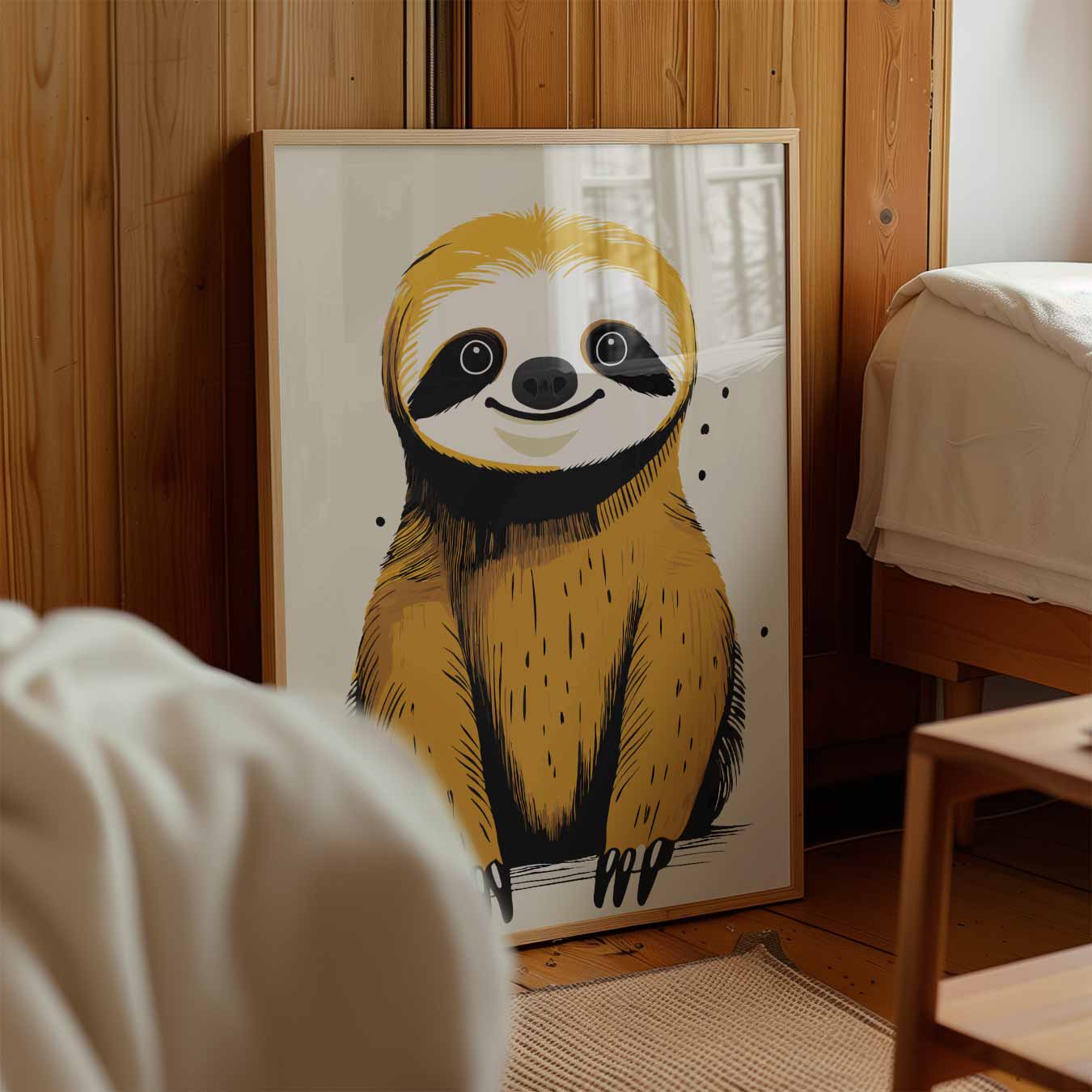 Schattige Luiaard Illustratie Poster-WallArtistic