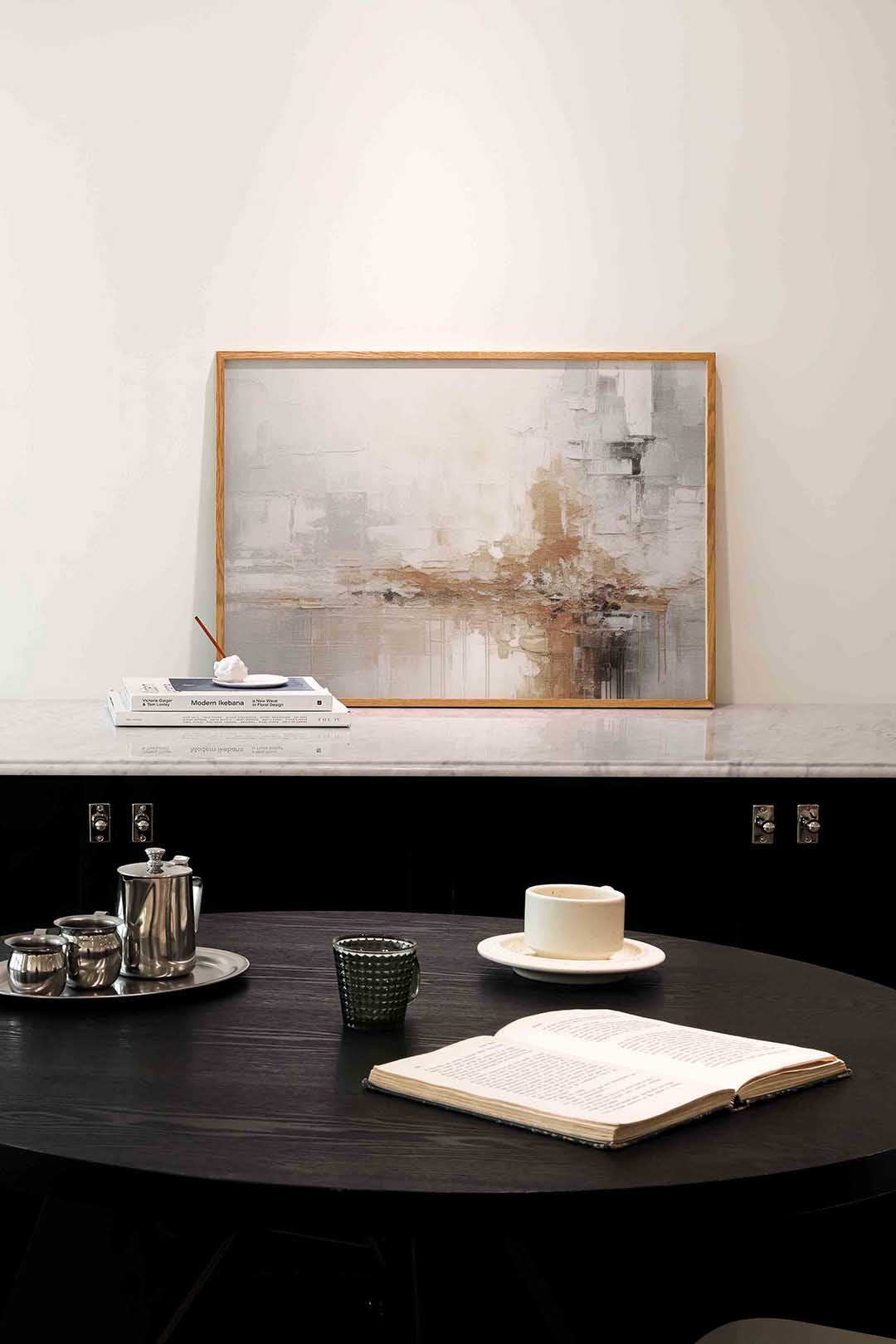 Abstracte beige en grijze Poster