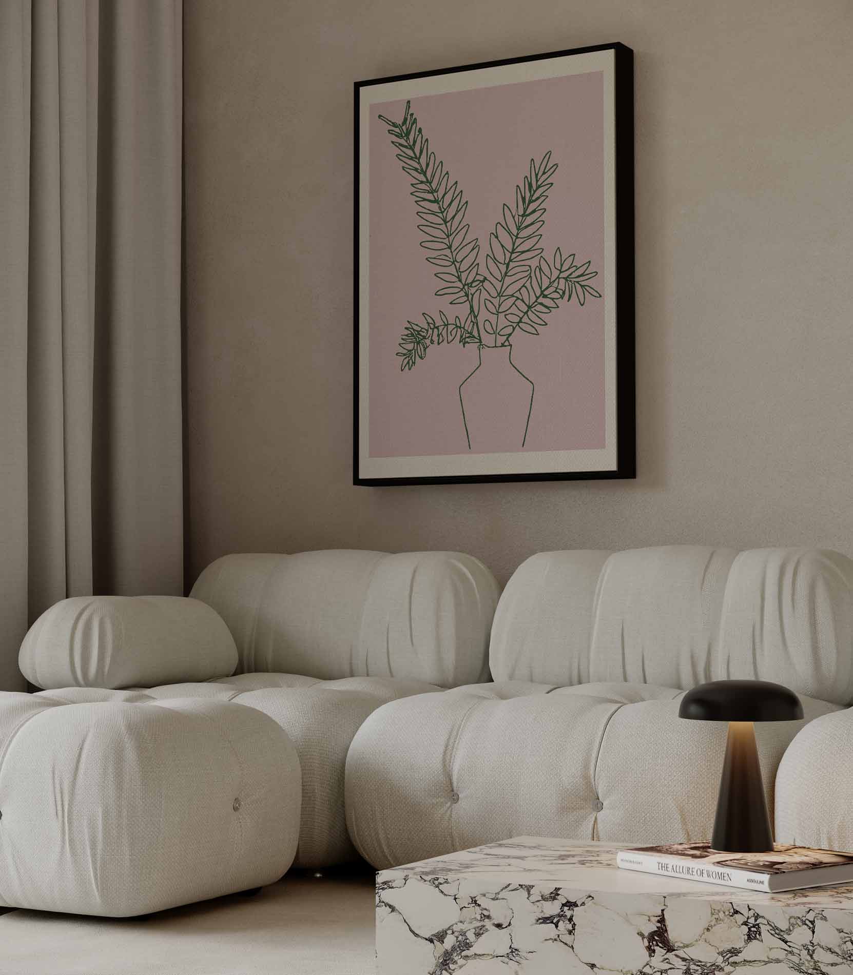 Eenvoudige Botanische Lijntekening Kunstwerk-canvas-dibond-plexiglas-wanddecoratie-WallArtistic