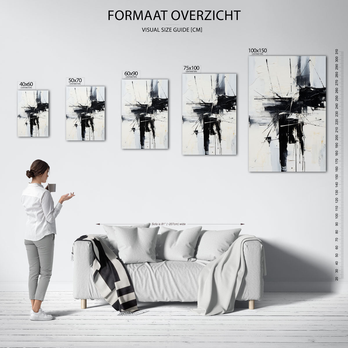 Dynamische lijnen compositie Kunstwerk
