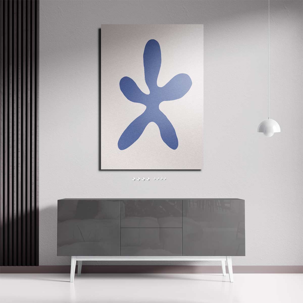 Blauwe Bloem Abstractie Kunstwerk-canvas-dibond-plexiglas-wanddecoratie-WallArtistic