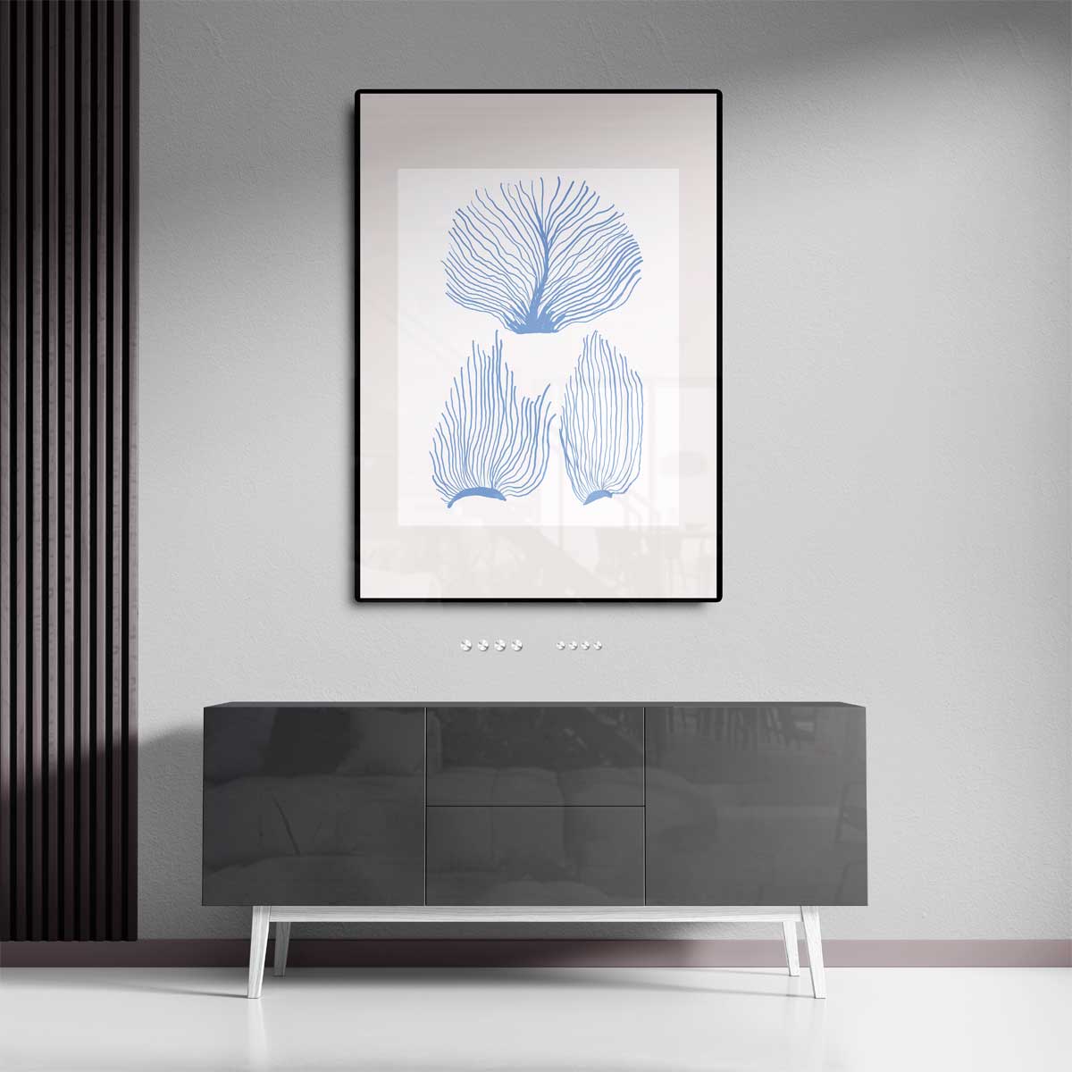 Blauwe Zeeplanten Illustratie Kunstwerk-canvas-dibond-plexiglas-wanddecoratie-WallArtistic