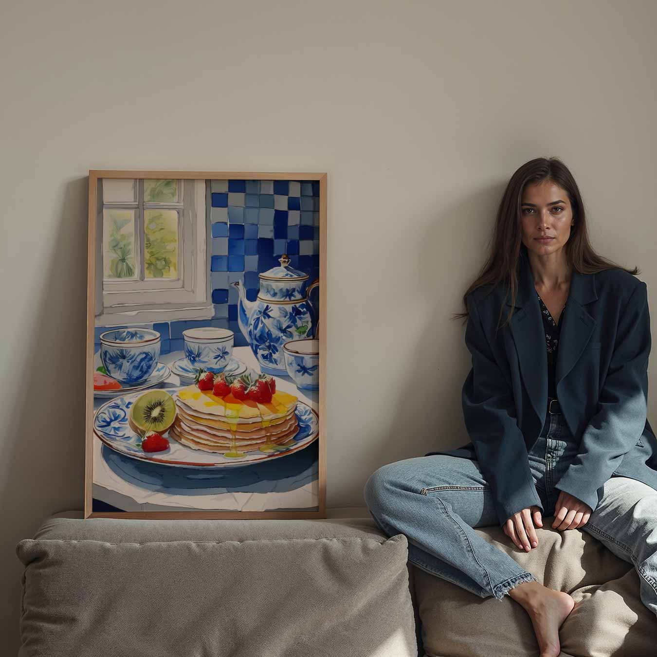 Ontbijt in Blauw Servies Poster-WallArtistic