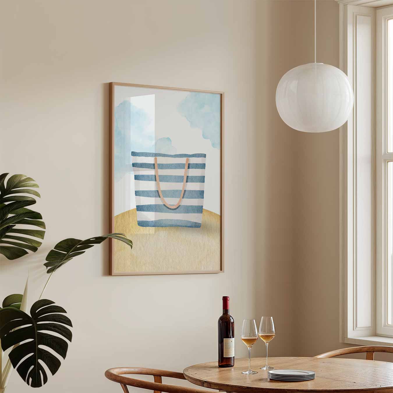 Gestreepte Strandtas Poster-WallArtistic