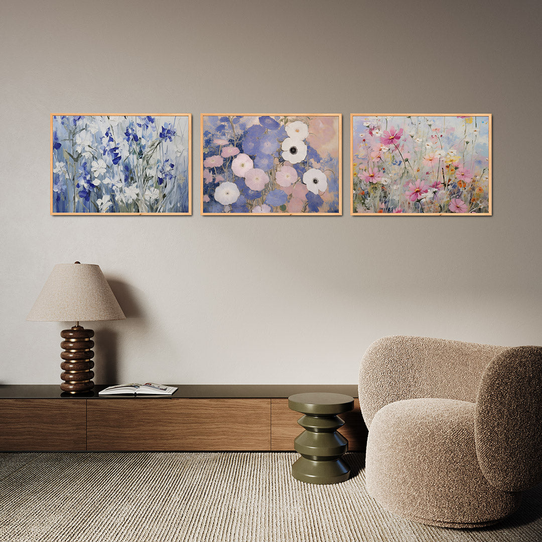 Bloemen en blauwtinten Posterset