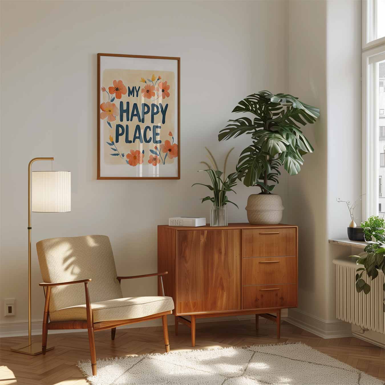 My Happy Place Bloemenposter-WallArtistic