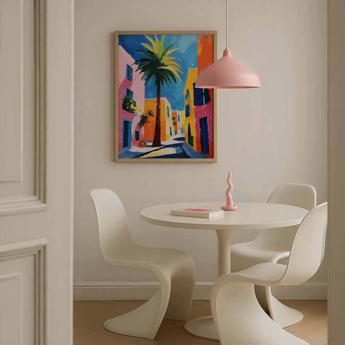 Kleurrijke Straat met Palmbomen Poster-WallArtistic