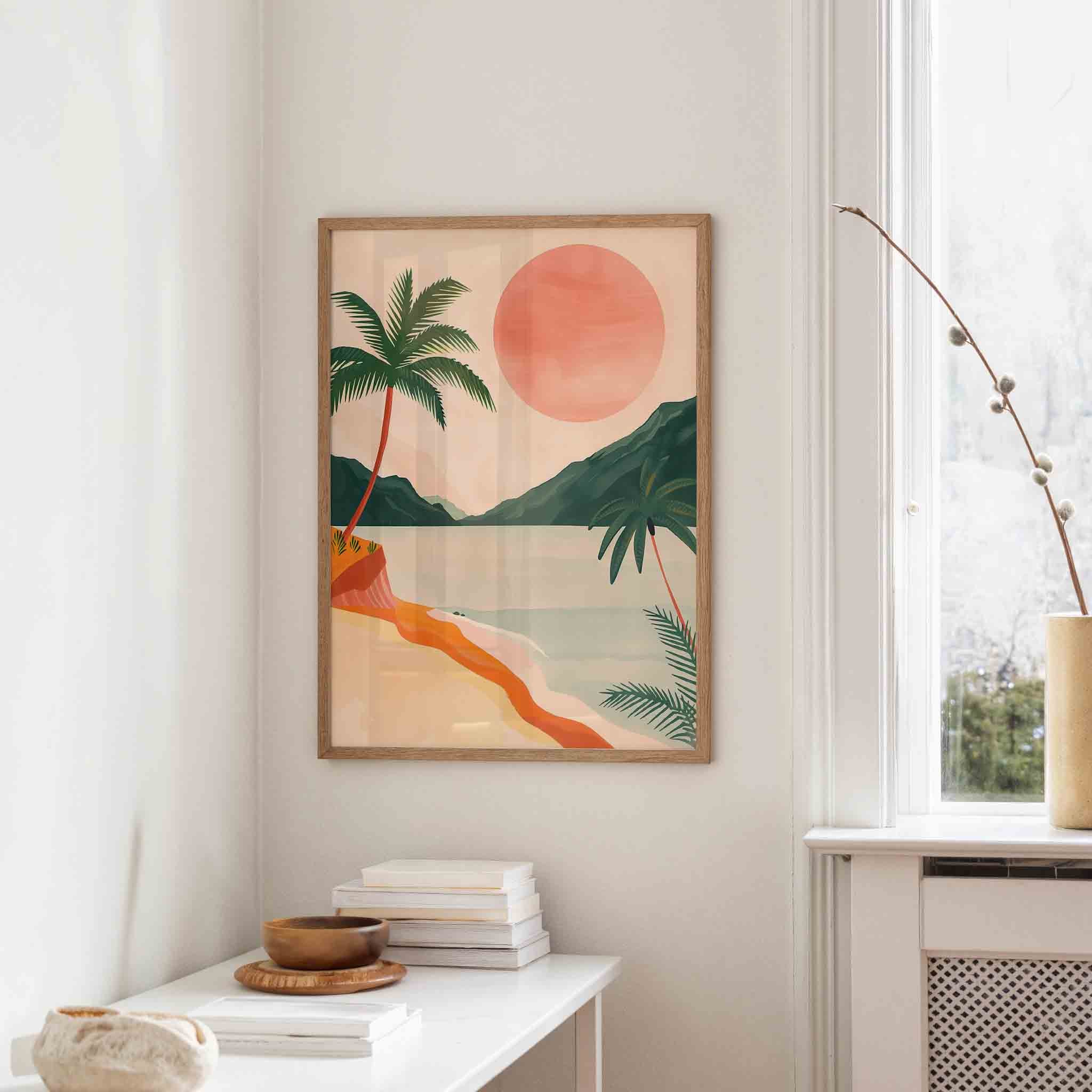 Palmbomen en zon Poster