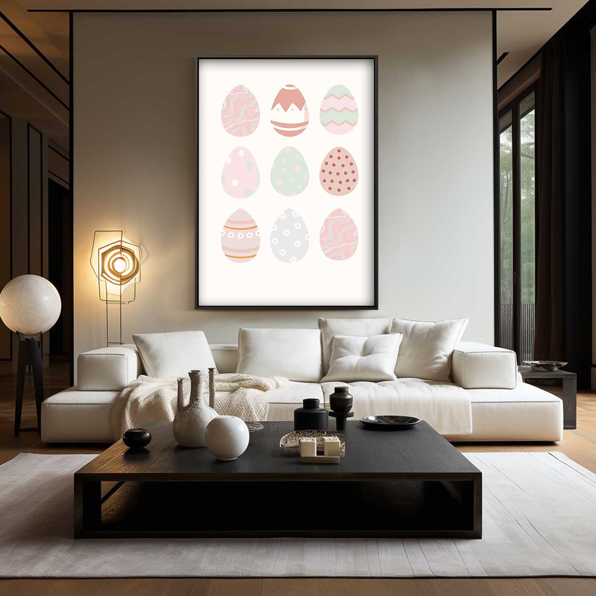 Pastel Paasei Illustraties Kunstwerk-canvas-dibond-plexiglas-wanddecoratie-WallArtistic