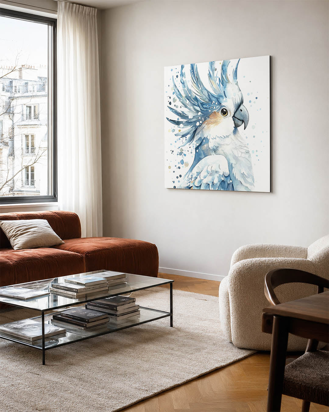 Vogelsilhouet in blauwtinten Kunstwerk
