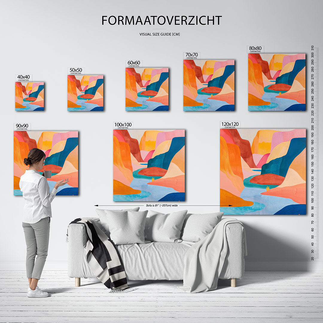 Vloeiende kleurenlandschap Kunstwerk
