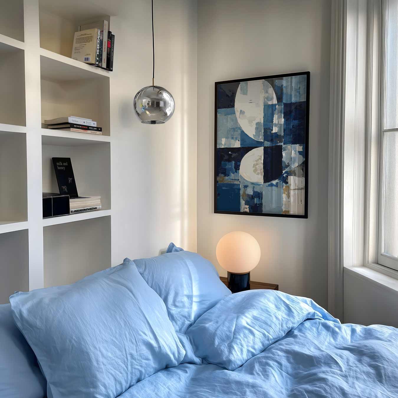 Abstract Blauwe Maannacht Poster-WallArtistic