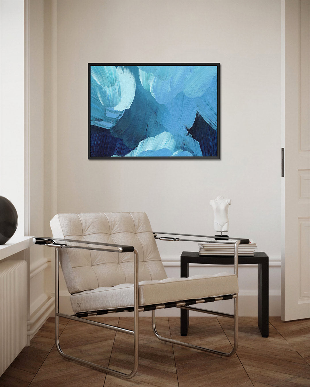 Dynamische blauwe bewegingen Kunstwerk