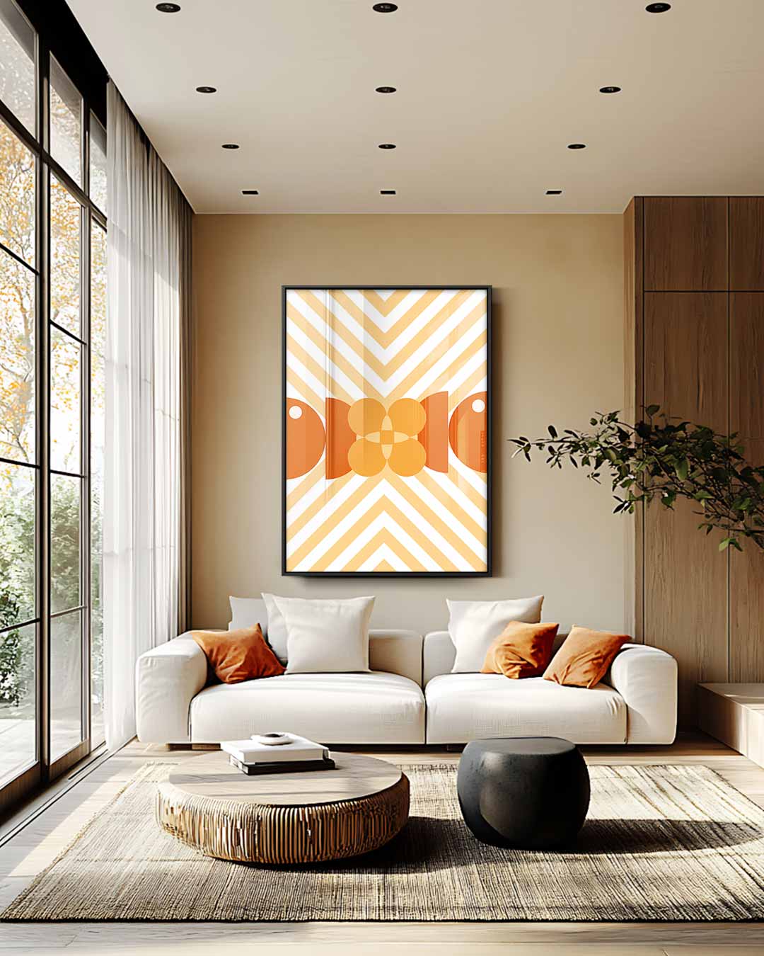 Retro Bloemenpatroon Kunstwerk Kunstwerk-canvas-dibond-plexiglas-wanddecoratie-WallArtistic