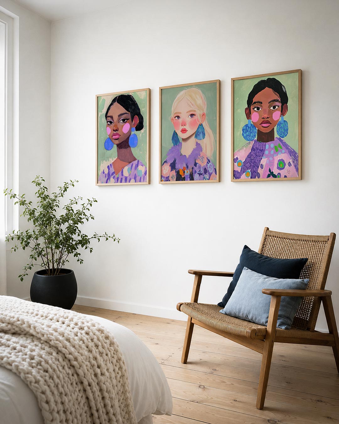 Kleurrijke portretuitdrukking Posterset