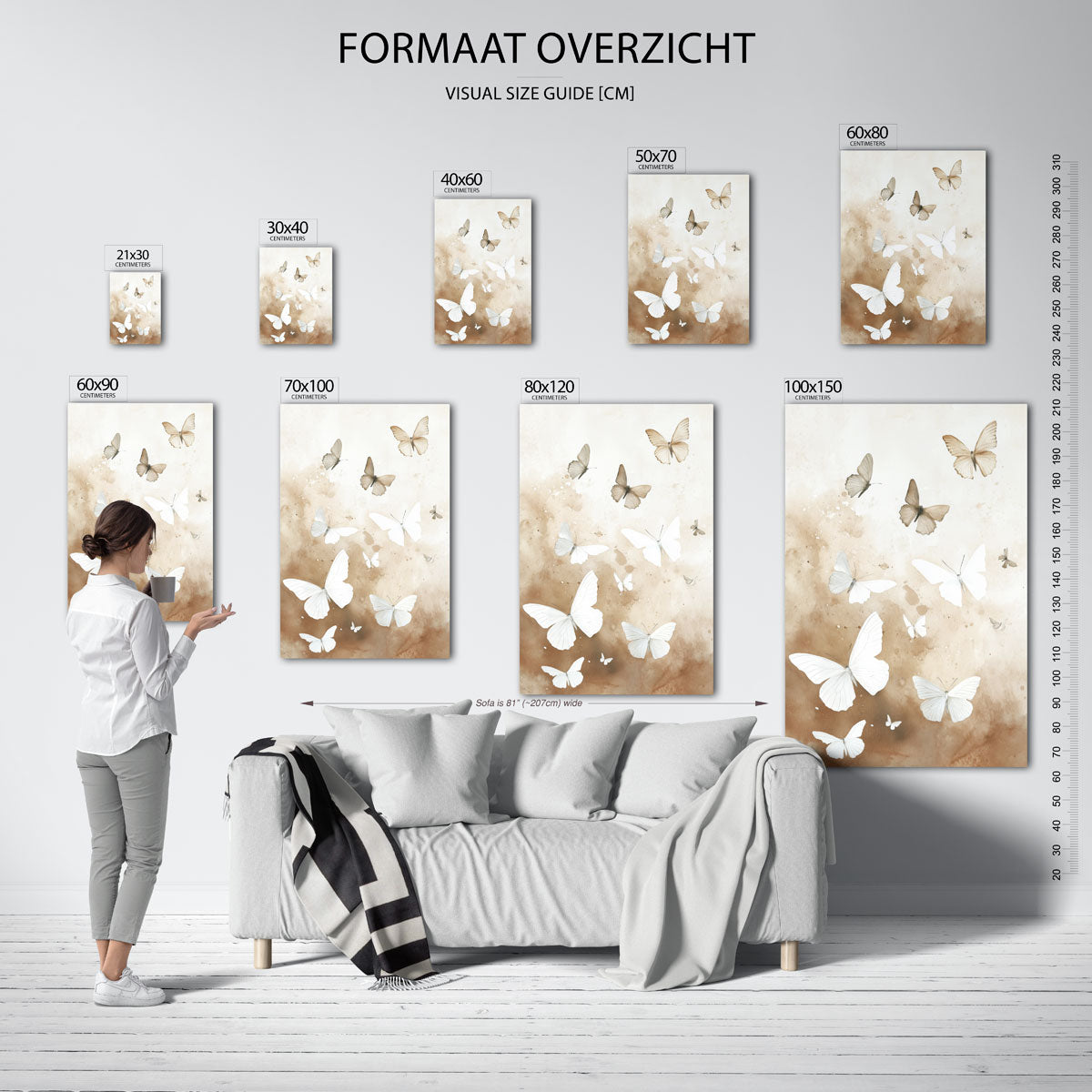 Vlinders in beige Poster