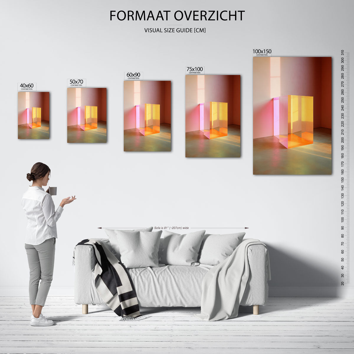 Transparante kleurenkubus Kunstwerk