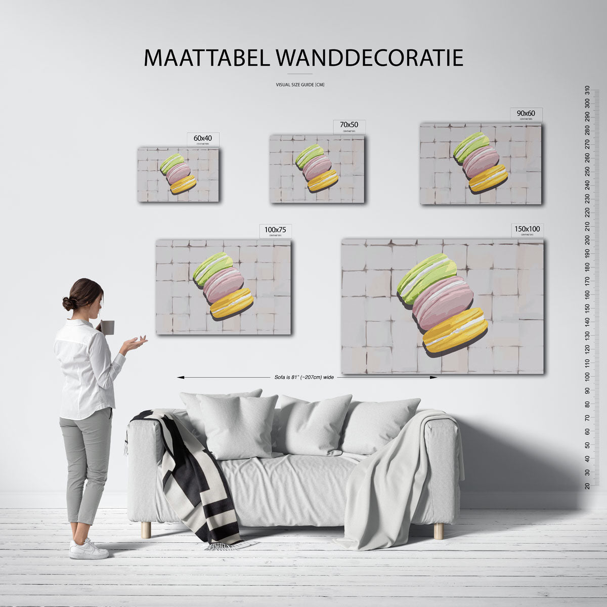Kleurrijke macarons Kunstwerk