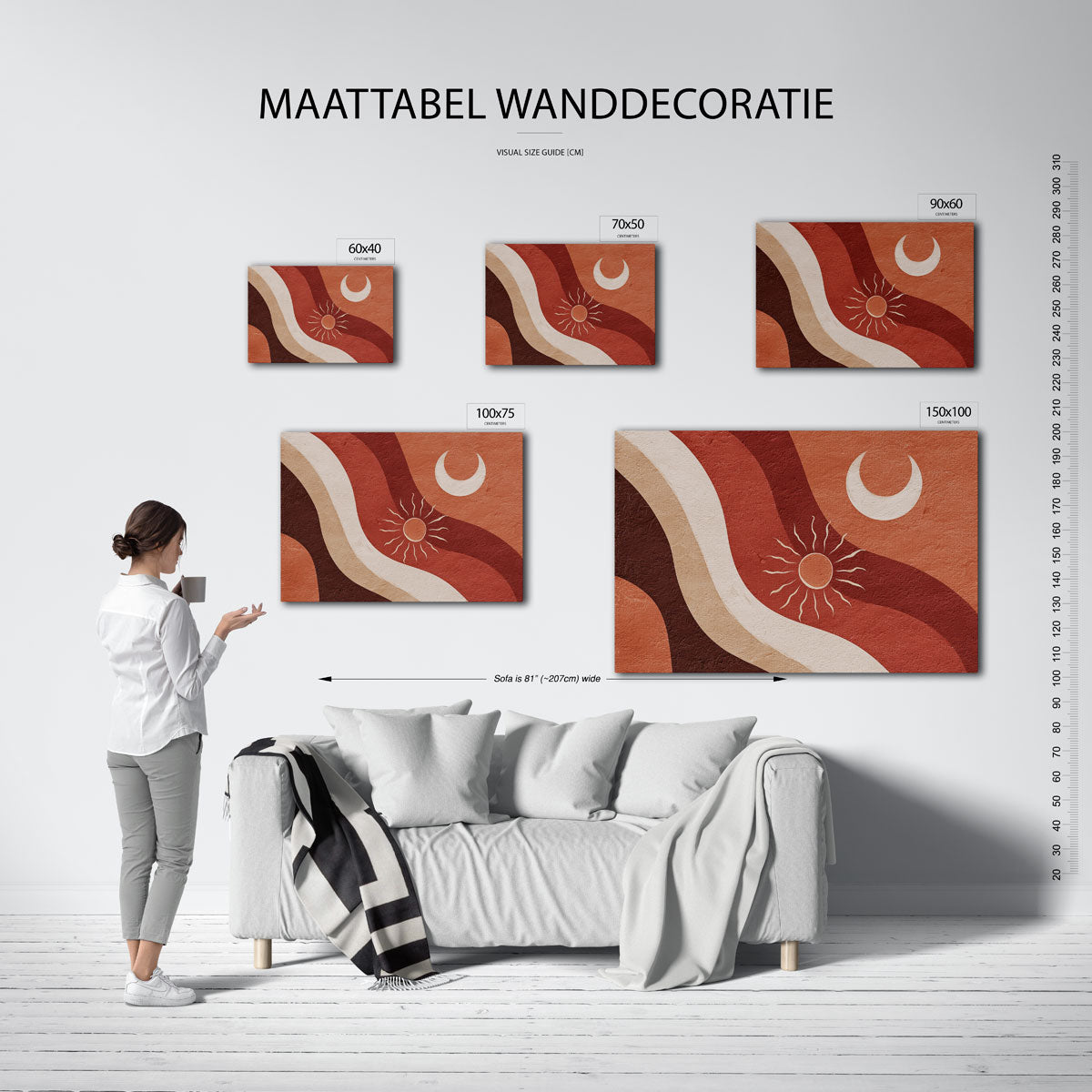 Golvende zon en maan Kunstwerk