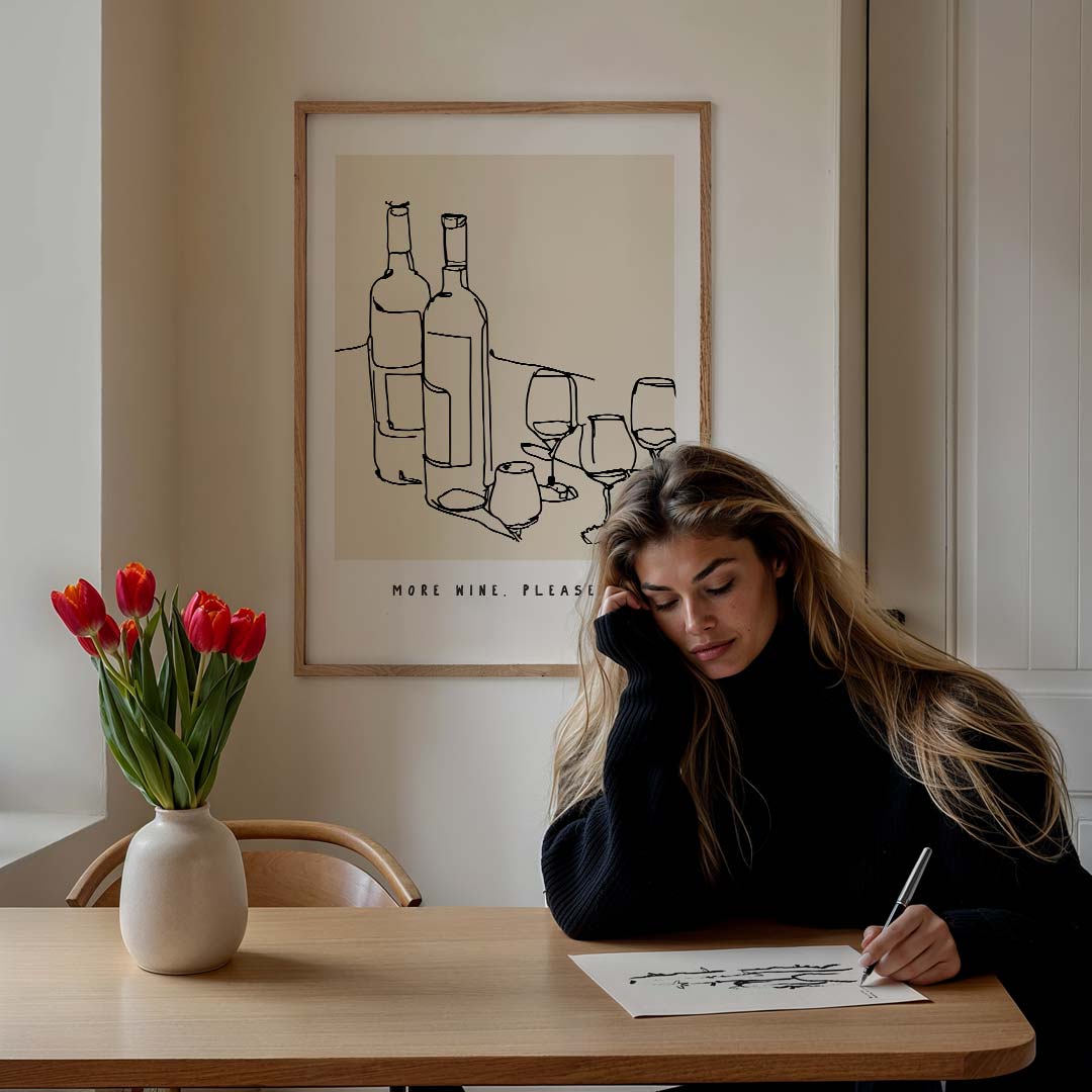 More Wine Please Poster-WallArtistic