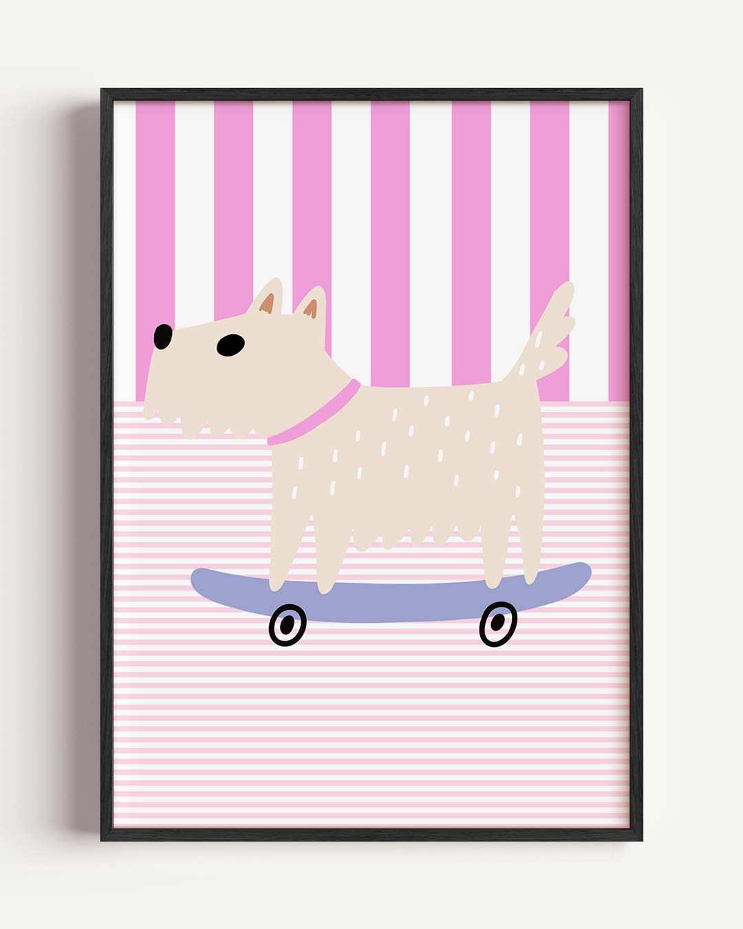 Schattige Skateboardende Hond Poster-WallArtistic