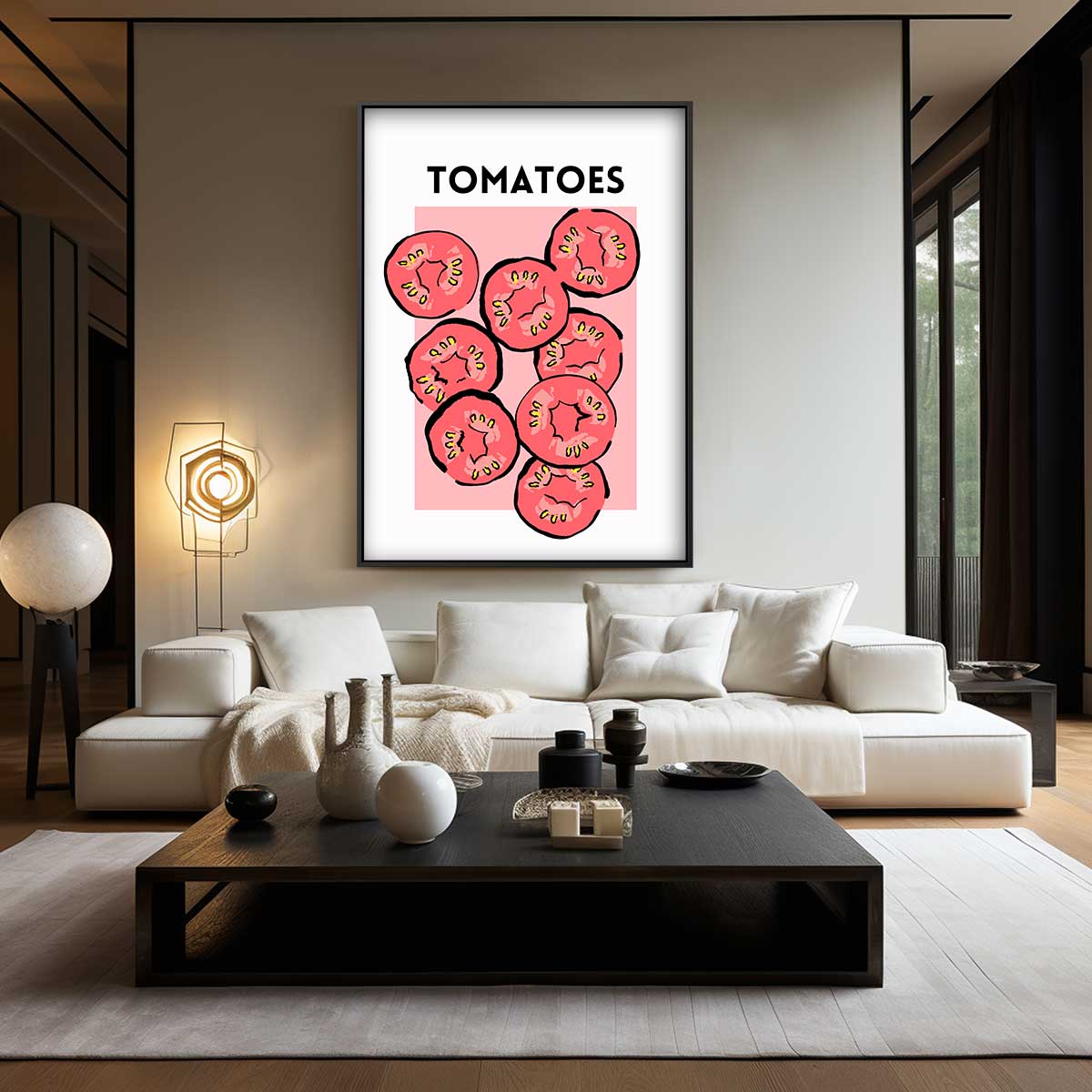 Speelse Tomaten Print Kunstwerk-canvas-dibond-plexiglas-wanddecoratie-WallArtistic