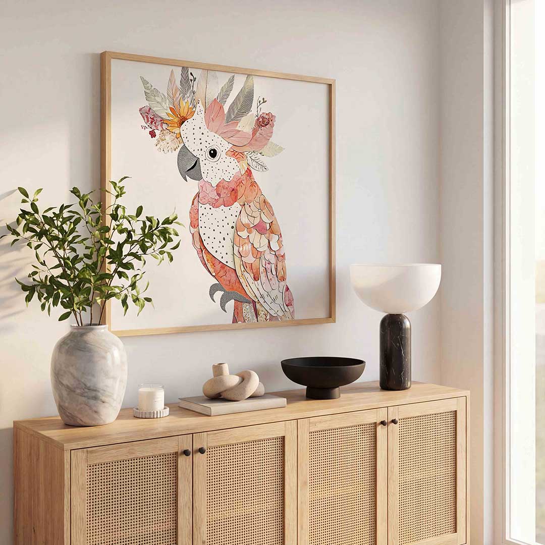 Papegaai met bloemen Poster