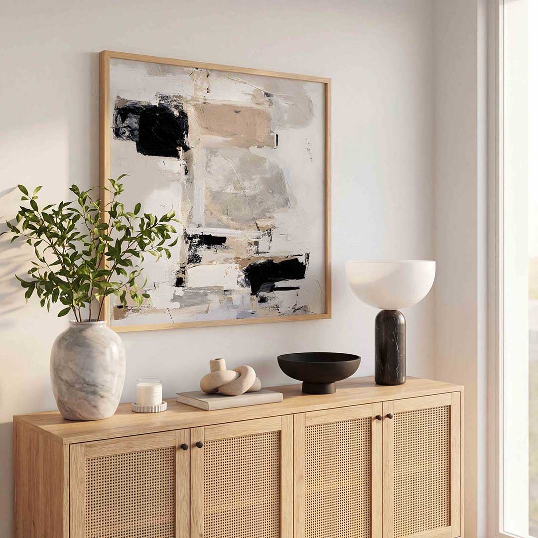 Abstracte beige en zwarte Poster