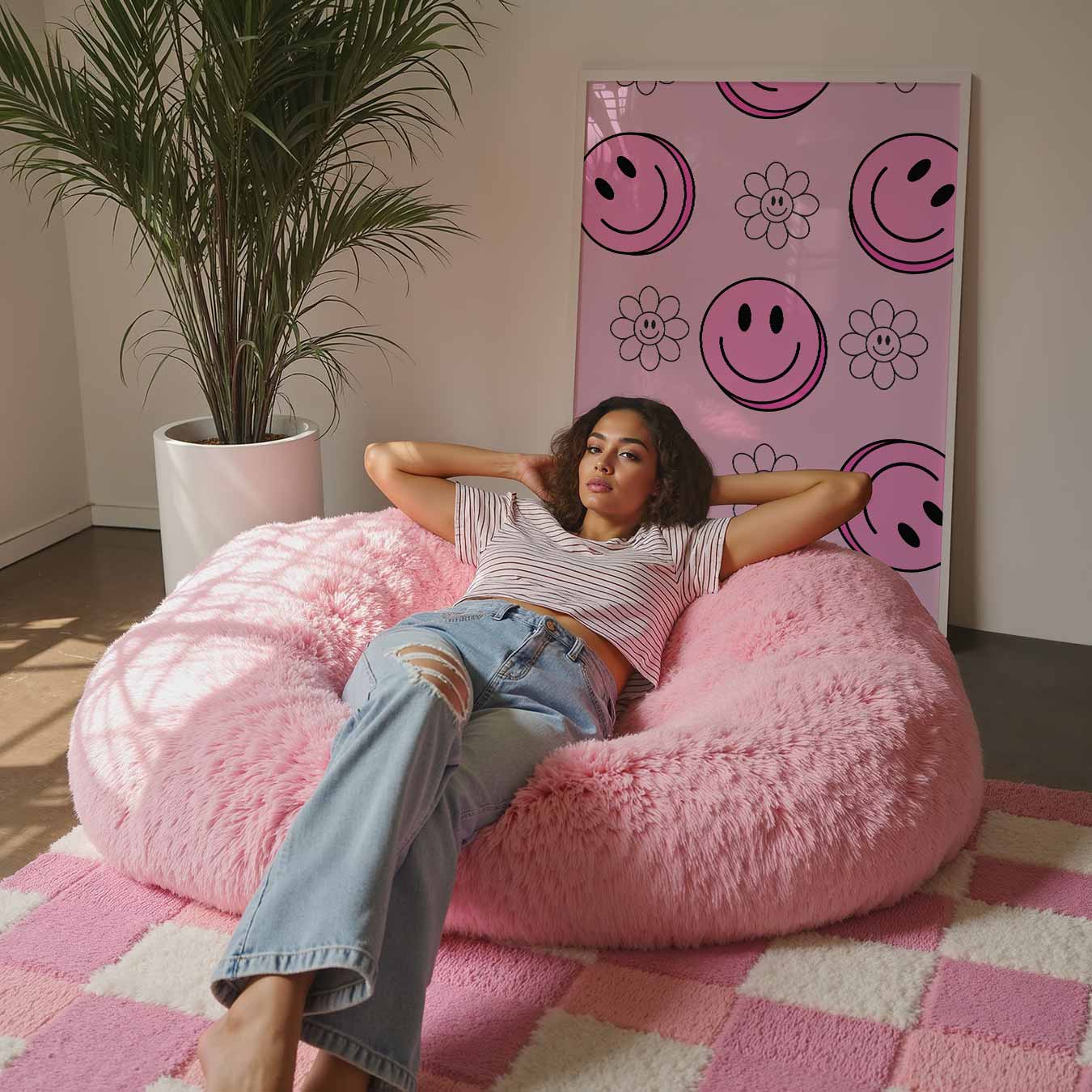 Vrolijke Bloemen en Smiley's Poster-WallArtistic