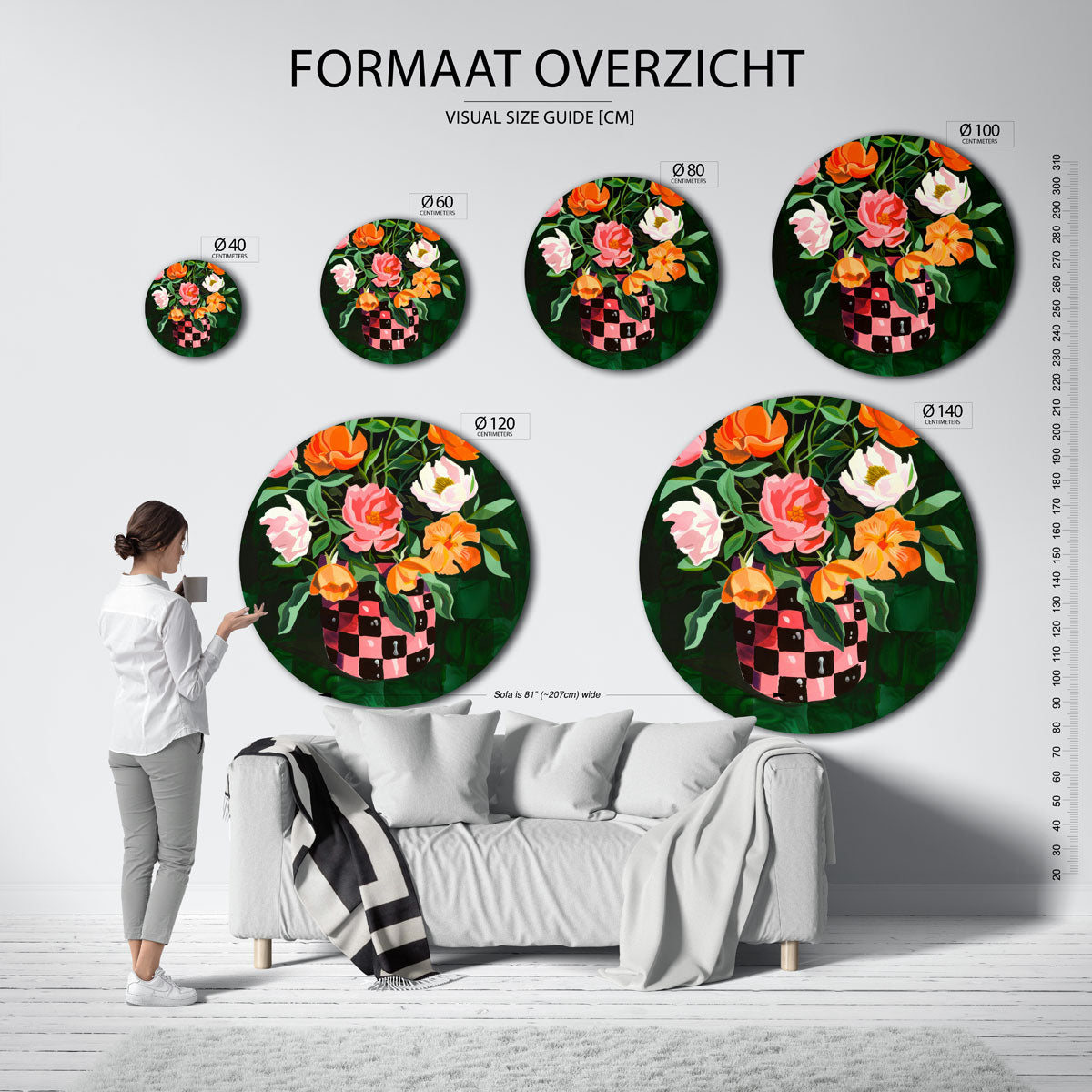 Bloemen in vaas Muurcirkel