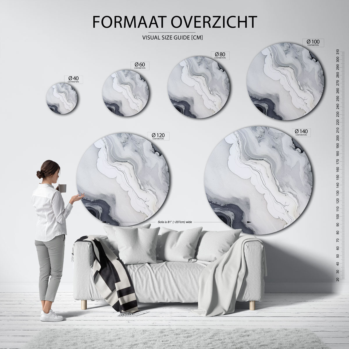 Abstracte lijnen Muurcirkel