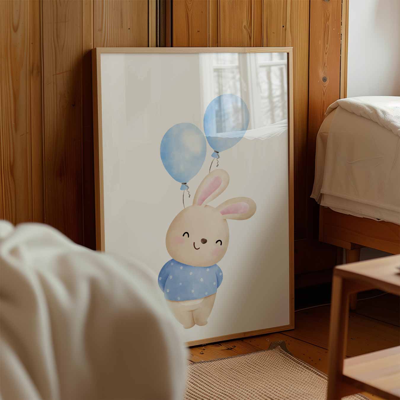 Schattige Konijn Met Ballonnen Poster-WallArtistic